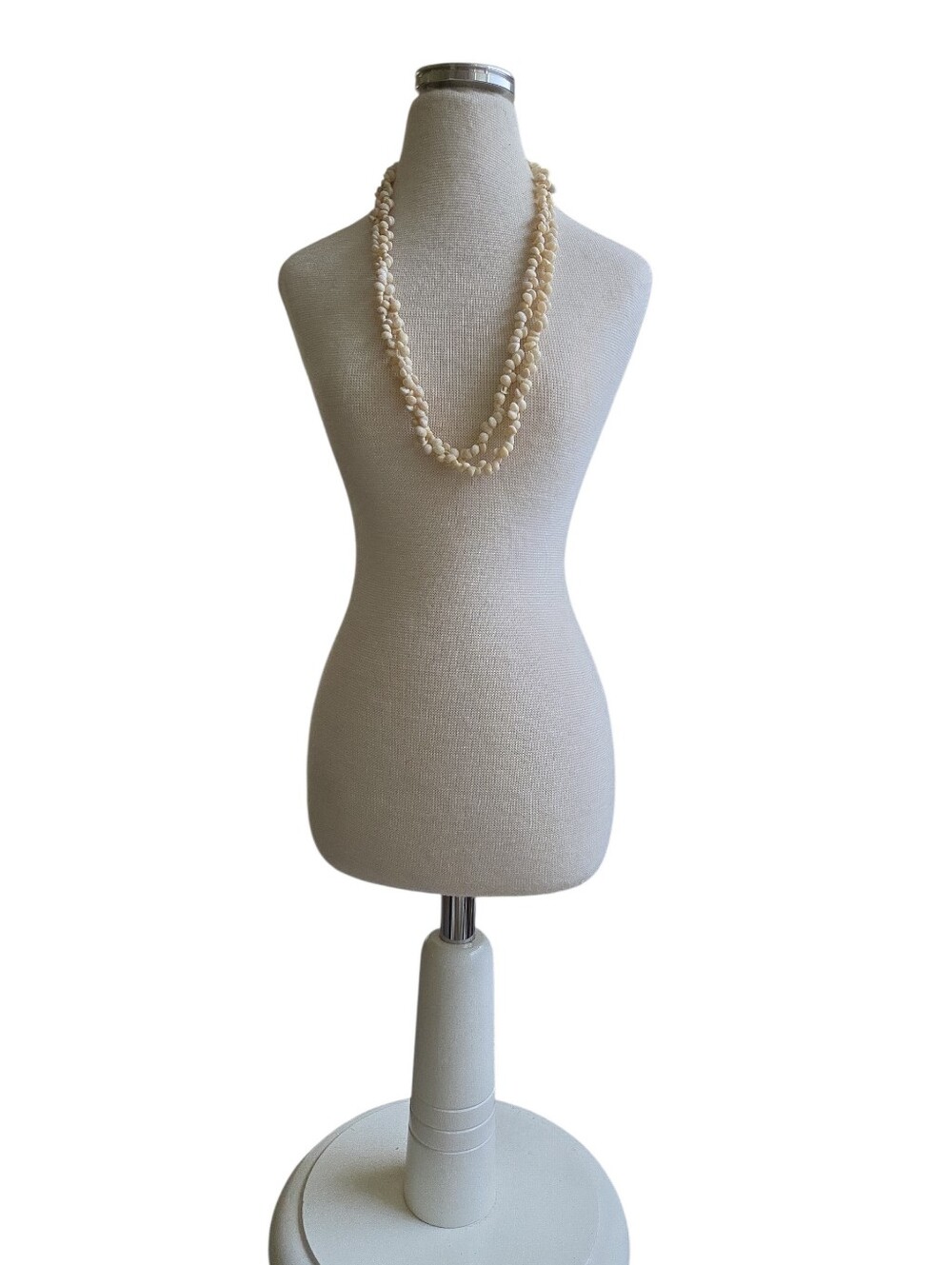 Vintage Cream Beaded Layered Necklace 18"